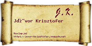 Jávor Krisztofer névjegykártya